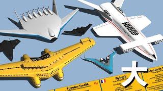 Largest Aircraft Above 50m Size Comparison 3D