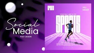 How to Make Sports Social Media Post Design  Photoshop