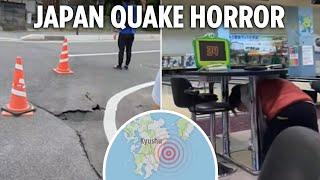 Huge earthquake rocks Japan and sparks tsunami warnings as people flee swinging buildings