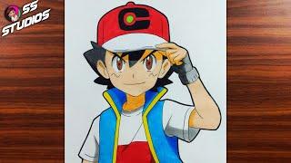 How To Draw Ash Ketchum From Pokemon  Beginners drawing tutorials step by step  Art videos