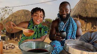 Making Authentic Ghana Sobolo Hibiscus tea  Zobo drink  African Village life