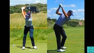 Justin Thomas Iron Slow Motion Golf Swing DOWN THE LINE AND FACE ON