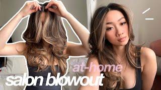 AT HOME SALON BLOWOUT TUTORIAL + haircare routine products I use everyday  Colleen Ho