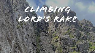 Climbing Tricky Scree Walls Lords Rake to Sca Fell