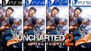 Uncharted 2 Among Thieves  PS3 vs PS4 vs PS4 Pro vs PS5  Graphics Comparison Side by Side 4K