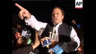 Former PM Sharif leader of PML-N party addressing supporters