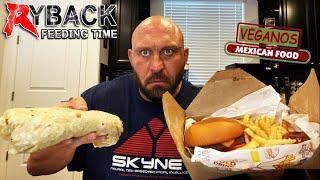 Ryback Feeding Time Burger Burrito and Fries Veganos Mukbang Cheat Meal