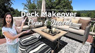 Huge Deck Makeover Clean Stain + Decorate for Summer  Patio Before & After