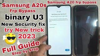 Samsung A20s frp bypass binary U3 New Security fix  Samsung A20s frp Bypass  Samsung A20 frp