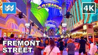 4K Fremont Street Las Vegas - Night Walking Tour & Travel Guide  Binaural Sound