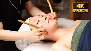 【4K영상】 ASMR  나무괄사로 하는 시원한 얼굴마사지  노토킹_Cool facial massage with wooden gua sha  no talking