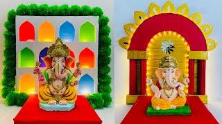 2 Easy Ganpati decoration ideas  Cardboard Ganpati decoration ideas