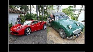 Frogeye Sprite & Ferrari 488GTB found in Sri Lanka at old colonial Hotel the Closenberg Galle