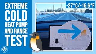 Tesla Model Y Heat Pump and Range Test in -27°C -16.6°F Extreme Cold