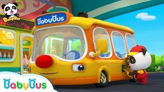 Baby Pandas School Bus is Out of Gas  Gas Station Attendance  Kids Role Play  BabyBus