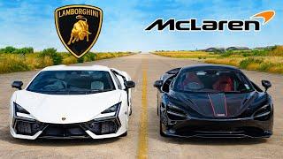 Кто победит в заезде McLaren 750S против Lambo Revuelto?