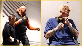 Jake Paul STUNNED when Tyson Fury gatecrashes interview 