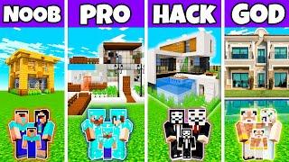 Minecraft Battle  Family Beauty Prime House Build Challenge - Noob Vs Pro Vs Hacker Vs God