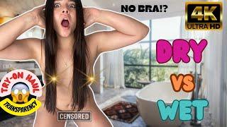 4K  Wet vs Dry No Bra Try on Haul review by Miaa 2024