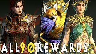 ALL 90+ Diablo 4 Season 2 NEW Battle Pass Rewards & Items - Mounts Transmog Sets Pets