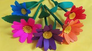 How to make colourful flowers with craft paperhow to make Aster flowerhome decorDIY paper flower