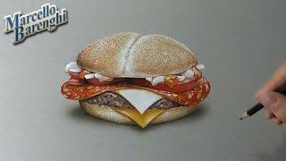 Drawing Time Lapse McDonalds McFiggehn 1 of 5 burgers - hyperrealistic art