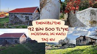 DENİZLİDE 92 BİN 500 TL Müstakil İki Katlı Taş Ev  Uygun Fiyatlı Evler 