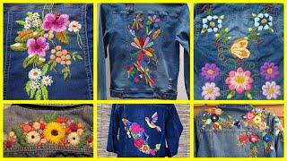 Back neck embroidery designs for denim jackets  shirts  denim embroidery ideas  #handembroidery