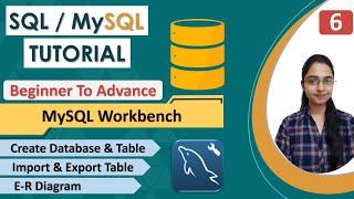 6-Introduction to MySQL Workbench  Create new Database & Table Import & Export Data E-R Diagram