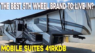 A Great Full Time Living Fifth Wheel 2024 Mobile Suites 41RKDB Luxury Rear Kitchen by DRV Suites