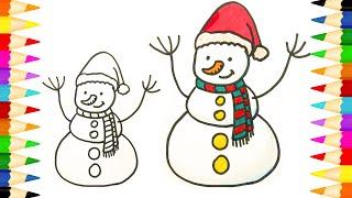 Kawaii Drawings  How to Draw Snowman  Easy Drawings