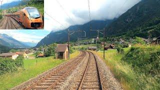  4K  Bellinzona - Göschenen - Arth-Goldau Gotthardbahn cab ride Switzerland 06.2022