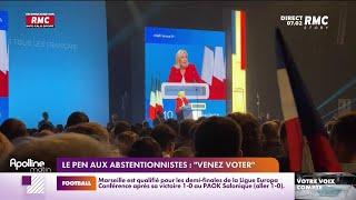 Présidentielle  Marine Le Pen appelle les abstentionnistes à se mobiliser
