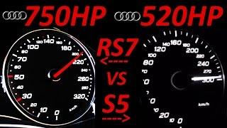 AUDI RS7 vs AUDI S5 - 0-200 Acceleration Sound compare Onboard Autobahn