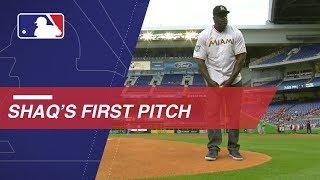 Shaq throws out the ceremonial first pitch in Miami