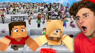 Massive ZOMBIE HOARD Chases Us In MINECRAFT.. HELP