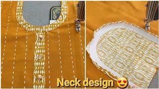 सिंपल कुर्ती के लिए डिजाइन  Neck design cutting and stitching  Gale ka design \ neck design 2023