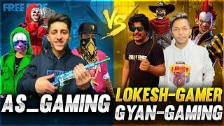 As Gaming Vs Lokesh Gamer & Gyan Gaming Best Clash Squad Battle  Who Will Win - Garena Free Fire