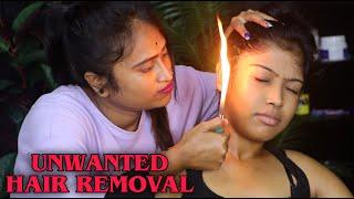 Unwanted Hair Removal with Fire  Fire Ear Massage by Barber Girl Pakhi  Neck Cracking  ASMR