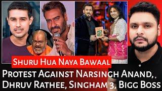 Protest Against Narsingh Anand  Dhruv Rathee  Singham 3  Bigg Boss Latest  Mr Reaction Wala