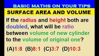 If radius & height both r doubled. What will be ratio between volume of new cylinder to original one