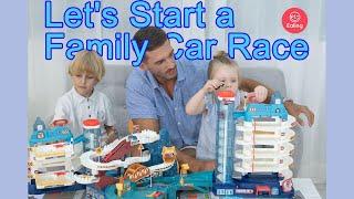 Lets Start a Family Car Race with Race Car Track and Parking Lot Big Adventure Set  EalingKids