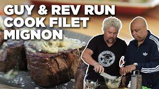 Guy Fieri Cooks Filet Mignon with Rev Run  Guys Big Bite  Food Network