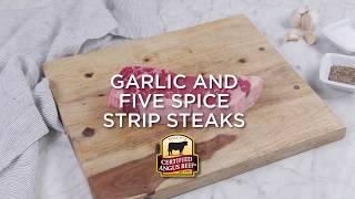 Garlic and Five Spice Strip Steaks Recipe