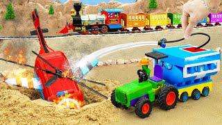 Diy tractor Bulldozer making mini Road  diy Crane rescues Train vs Helicopter in Accident  HP Mini