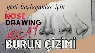 Kolay Karakalem Burun Çizimi  Adım Adım Burun Nasıl Çizilir How to Draw A Nose Easly for Beginners