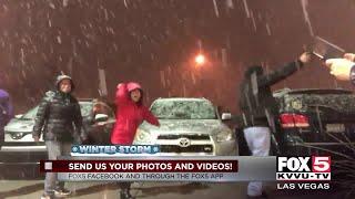 People celebrate the snow in Las Vegas