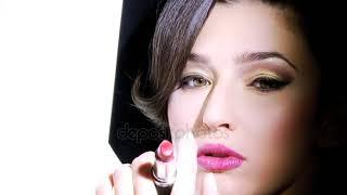 Model posing smoking red lipstick artistic shot