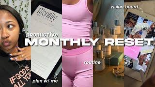 productive monthly reset  vision board plan with me goal setting updates