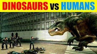 Gmod NPC War Mods - Dinosaur vs Human Rebels in the City Garrys Mod Battle